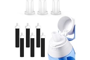 GLACIER FRESH Bite Valve and Filter Replacement for Brita Water Bottle - 6 Pack Filters and 3 Pack Silicone Mouthpieces for Stainless Steel and Plastic Bottles