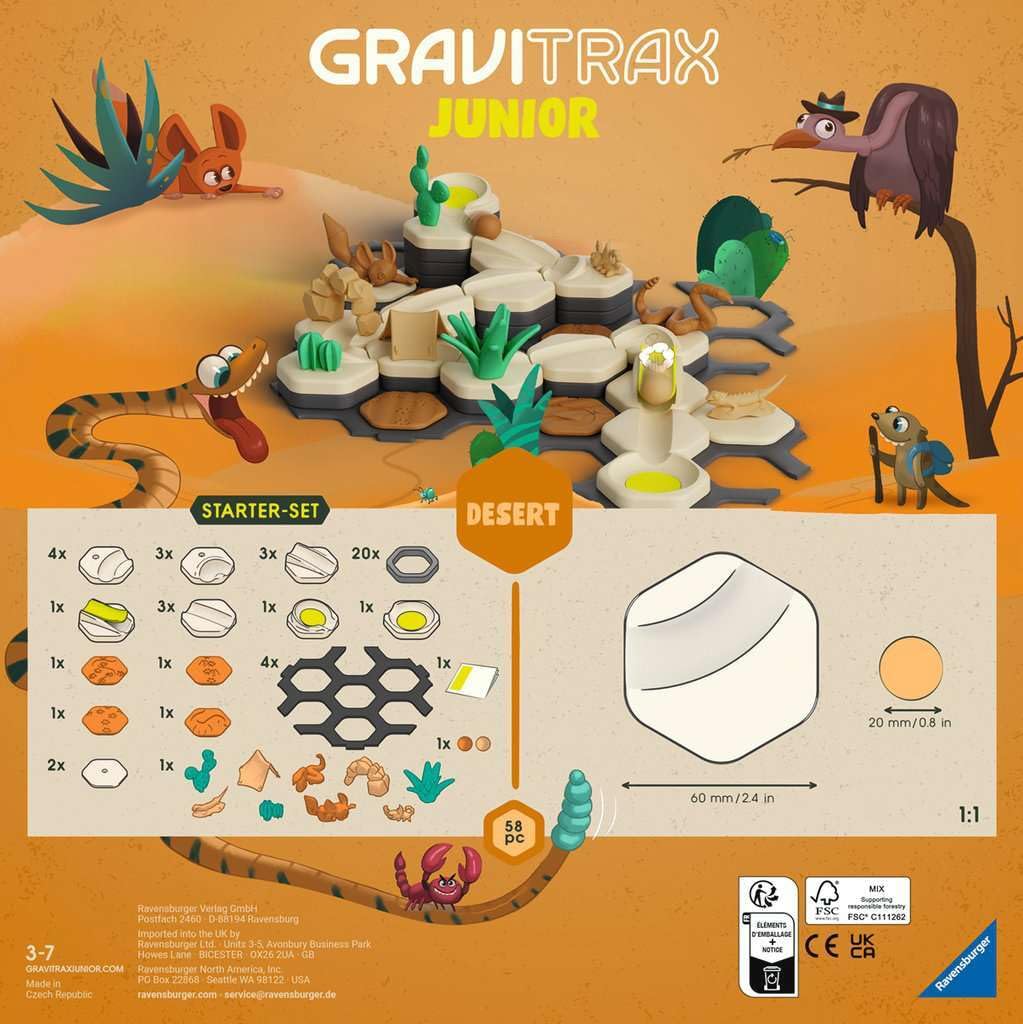 Ravensburger GraviTrax Junior Starter Set - My Desert - 58-Piece Marble Run Game - Fun and Educational Preschool Marble Structure Building - STEM-Friendly, Interactive Learning - Kids Age 3 and Older