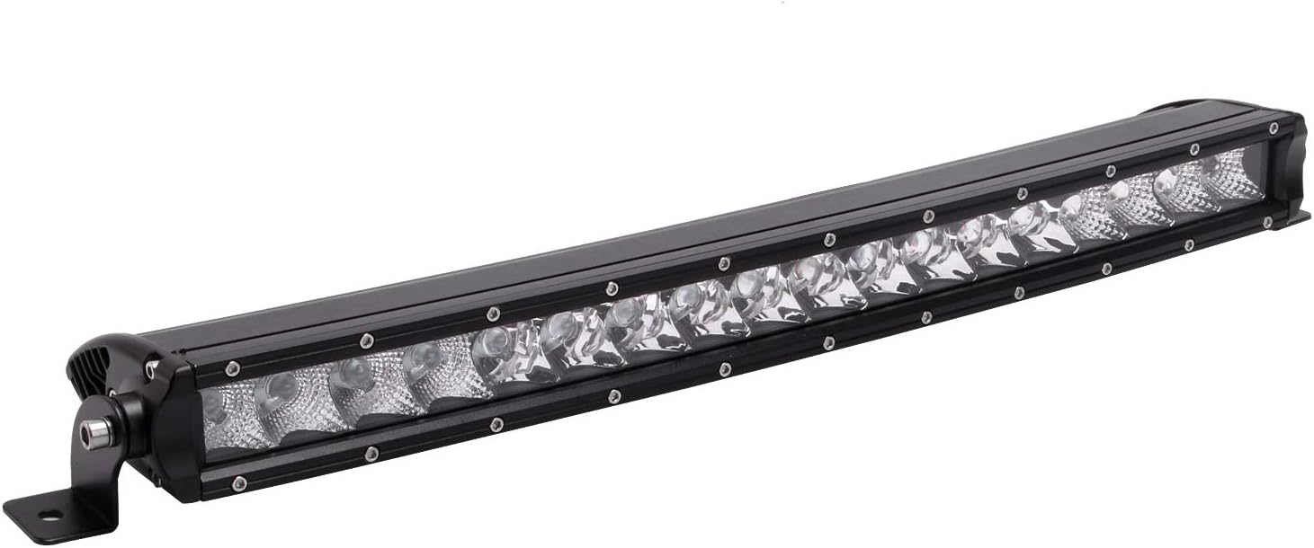Led Light Bar, Bangbangche 1X 19inch 90w Curved Single Row Slim Flood Spot Combo Led Off Road Truck Light Bar Driving & Fog Light for Jeep Ford Chevy ATV Boat