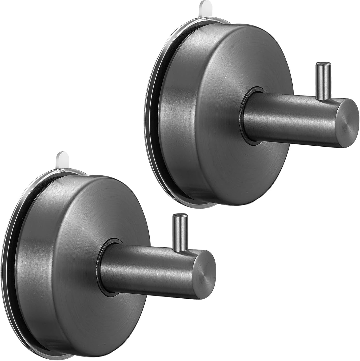 YUET 2 Pcs Suction Hooks, Vacuum Suction Cup Hook, Metal Towel Coat Hooks Robe Hook SUS 304 Stainless Steel Heavy Duty Door Hanger Clothes Closet Sponges Holder for Bathroom Hotel (Dark Grey)