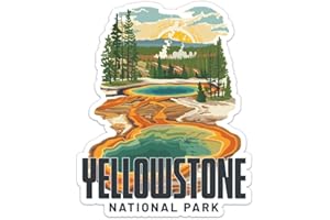 GENERIC Retro Yellowstone National Park Sticker - Waterproof Vinyl Decal for Car Bumper, Laptop, Water Bottle, Luggage, Wall, Window, Sticker Size - 5'' Longer Side