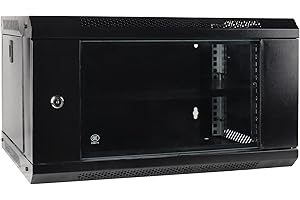 6U Wall Mount Network Server Cabinet with Glass Door, Locks, Removable Side Panels, for IT Equipment, A/V Devices