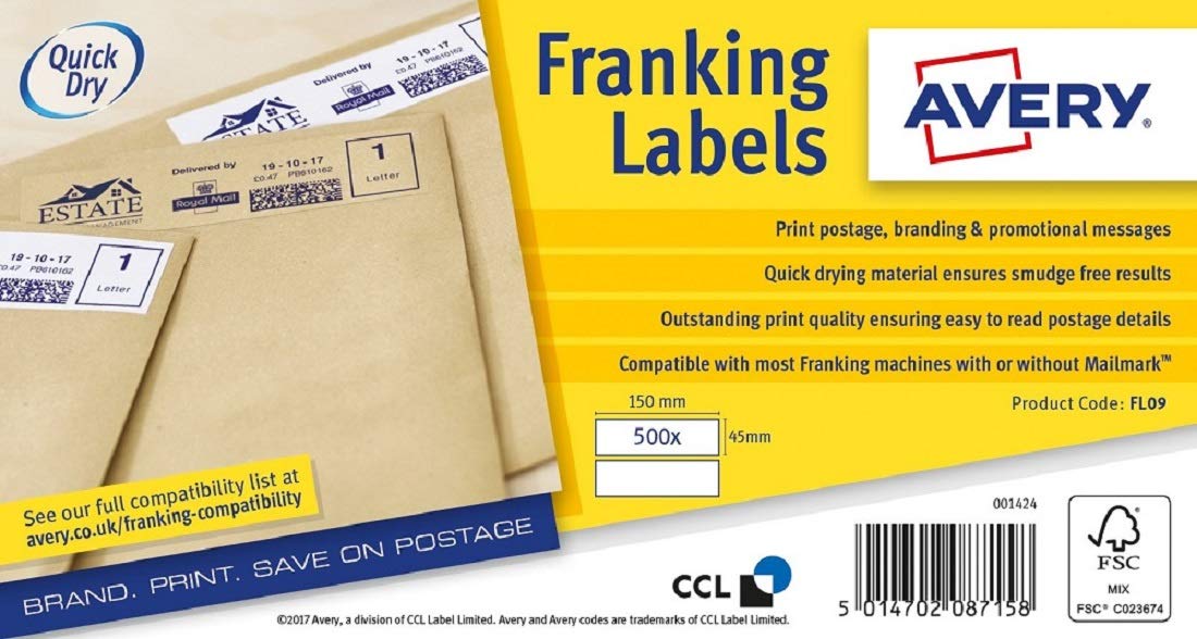 Avery FL09 150 x 45 mm Franking Label (Pack of 1000)