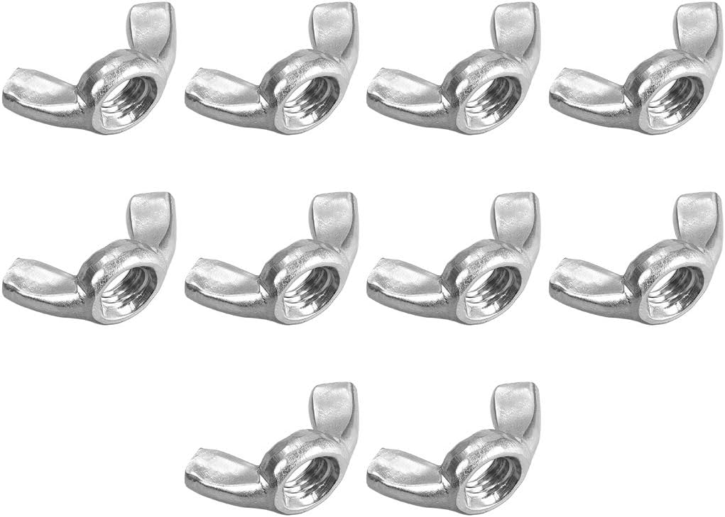 sourcing map M8 Wing Nuts, Carbon Steel Zinc Plated Fasteners Parts Hurrican Screws Hand Twist Tighten Ear Butterfly Nut, 10pcs