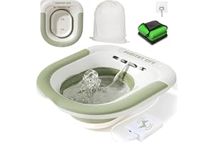 ANNROSE Sitz Bath, Unisex Sitz Bath for Toilet, Electric Sitz Bath for Hemorrhoids, Sitz Bath Soak Tub, Sitz Bath Postpartum Care, Home Use Portable for Easy Storage, Collapsible Storage, Wide Seat (Green)