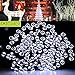 LED String Lights, Solar Christmas Lights 39ft 100 LED 8work Modes Ambiance lighting for Outdoor Patio Lawn Landscape Fairy Garden Home Wedding Holiday waterproof cold white