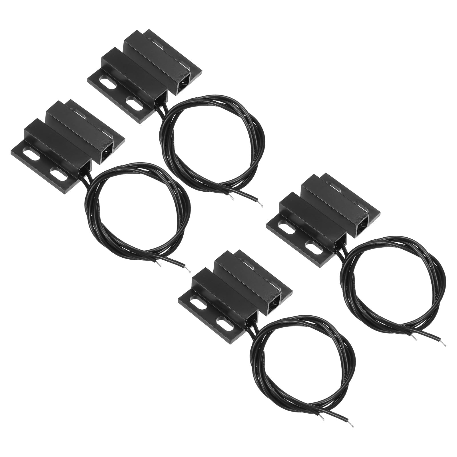 PATIKIL Magnetic Reed Switch, 4 Pack NC Wired Surface-Mounted Magnetic Contact Switch for Door Window, Black