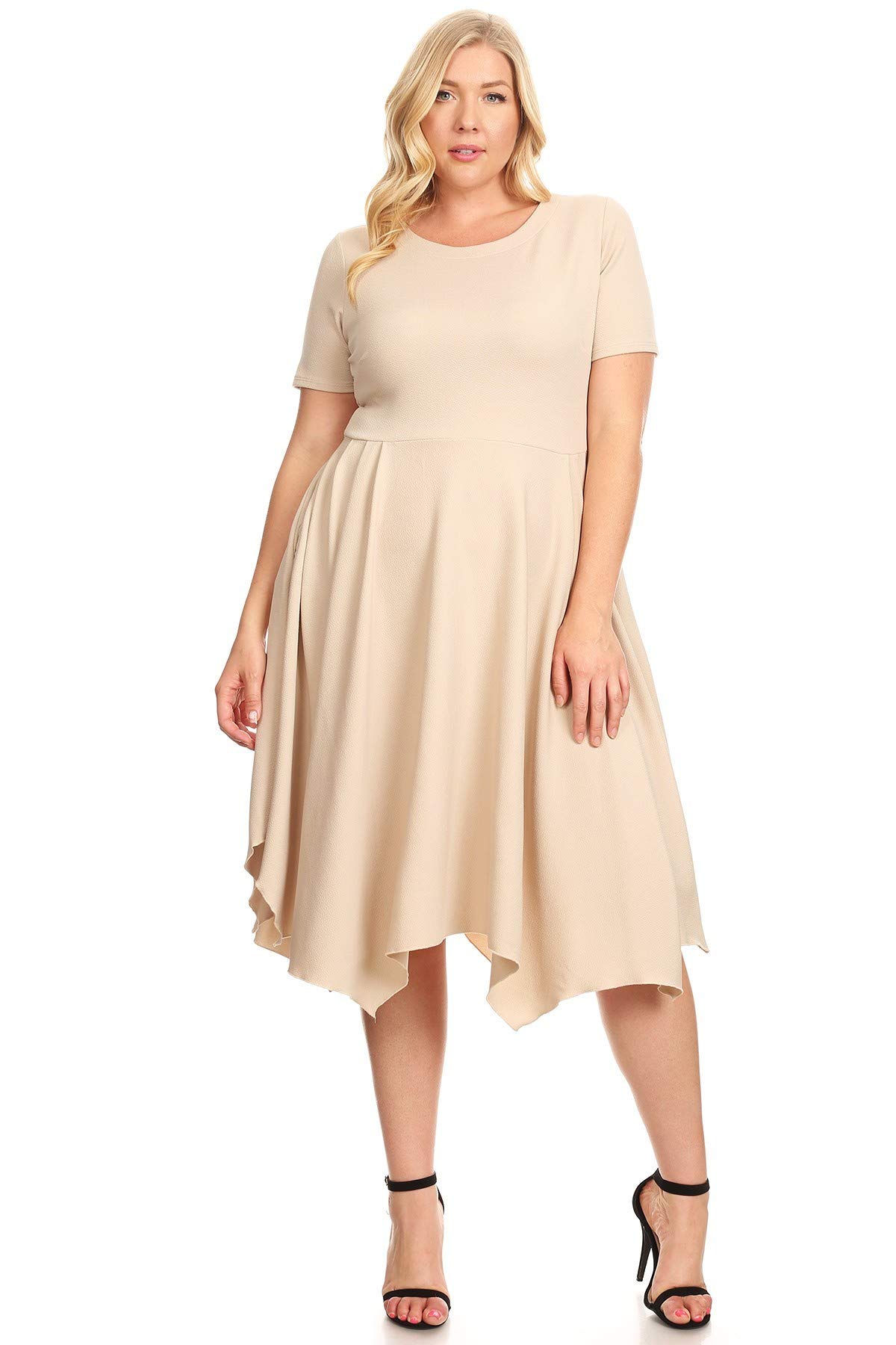 Pastel by Vivienne Women's Asymmetric Hem Fit and Flare Dress in Plus Size XXXLarge Tan