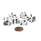 Set of 6 Cat Dice 16mm D6 Rounded Edge Koplow Animal Dice- White with Black Pips
