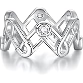 Zepmais Minimalist Safety Pin Rings 925 Sterling Silver-Simple Stacking Thumb Ring Fashion Jewelry Gifts for Women