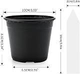 KINGLAKE 50Pcs 10 cm Black Plastic Plant Pots & 100 Pcs White Plant Labels view 2