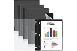 HAUTOCO 5 Pack Plastic Report Covers with 3 Prongs Fasteners Clear Front Resume Portfolio Folder for 8.5x11 Letter Size Paper, Presentation Document Report Cover for School Office Business, Black