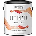 EVOLVE Ultimate Paint & Primer in White for Interior & Exterior House Paint, Semi-Gloss Sheen, 1-Gallon