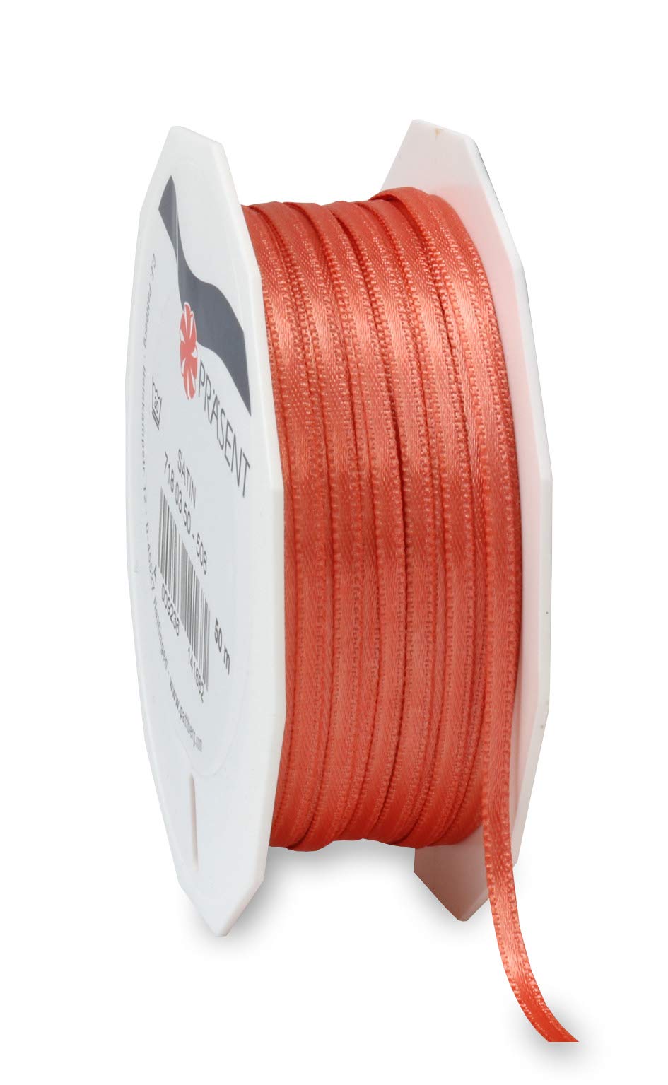Präsent - Satin Ribbon Living Coral 3 mm Width, 50 m Length — image 1