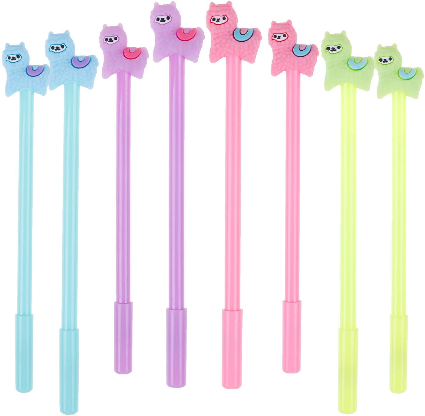 SealSee 8 Pcs Cartoon Animal Alpaca Llama Neutral Pens Gel Pen For School Writing Office Supplies Kids Stationery Gift