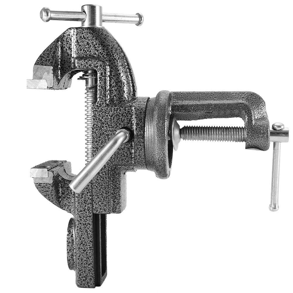 50/60/70mm Heavy Bench Table Vise Desktop Clamping Tool 360°Swivel Base Bench Clamp Flat Jaw Table Clamp Swivel Tabletop Clamp with Anvil for Fixing Objects Black(70MM)