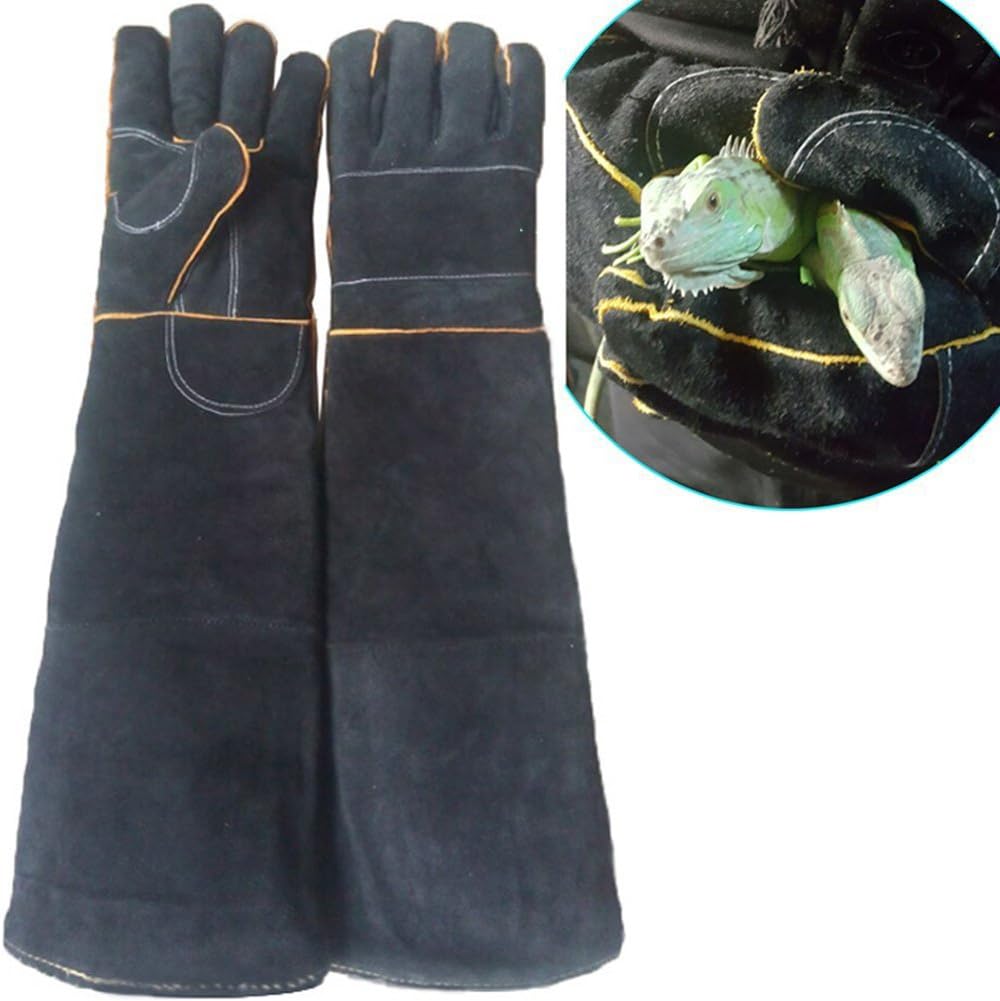 Da Jia Inc 23.6"Animal Handling Anti-bite/scratch Gloves For Dog Cat Bird Snake Parrot Lizard Wild Animals Protection Gloves(Black)