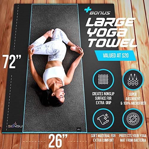 Sensu Large Yoga Mat 6’ x 4’ x 9mm Extra Thick Exercise Mat for Yoga, Pilates, Stretching