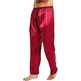 Lonxu Mens Satin Pyjamas Pants Sleep Bottoms Lounge Pants S~4XL