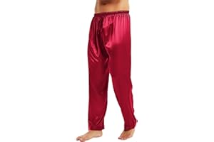 Lonxu Mens Satin Pyjamas Pants Sleep Bottoms Lounge Pants S~4XL