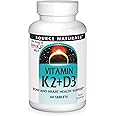 Source Naturals Vitamin K2 + D3 Bone & Heart Health Complex - 400 IU Vitamin D3 & 100 mcg Vitamin K2 (MK-7) with Calcium - 60 Tablets