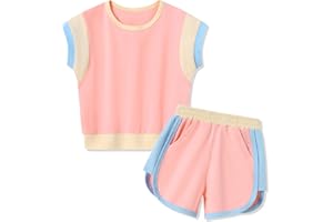SANMIO Toddler Girl Clothes 2025 Summer Toddler Girls Color Block Short Sleeve Shorts Sweatsuit Outfits