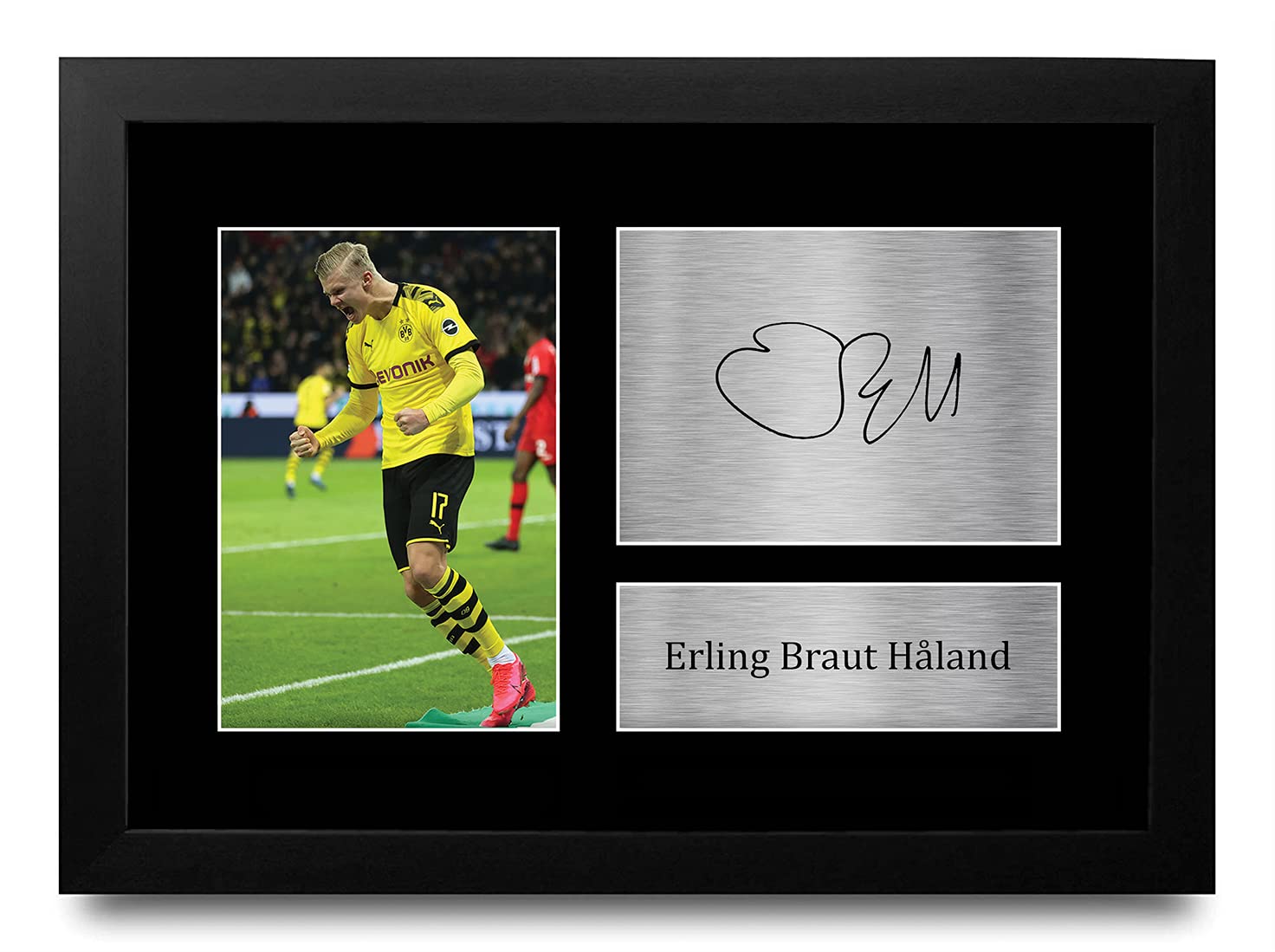 HWC Trading A4 FR Erling Haaland Dortmund Gifts Printed Signed Autograph Picture for Fans and Supporters - A4 Framed