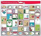 Pack of 120 Self Adhesive Christmas Gift Tags Labels 3 Sheets with 40 Different Designs Xmas Gift Labels