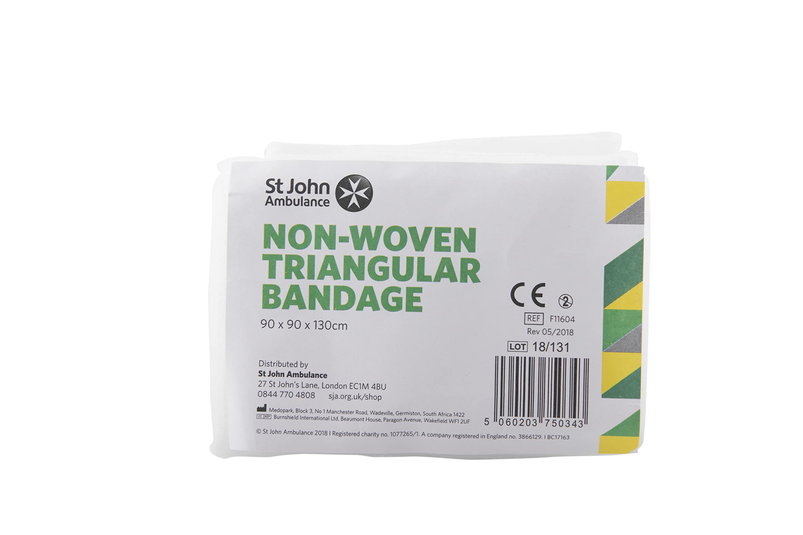 St John Ambulance F11604 90 x 90 x 130cm Disposable Triangular Bandage