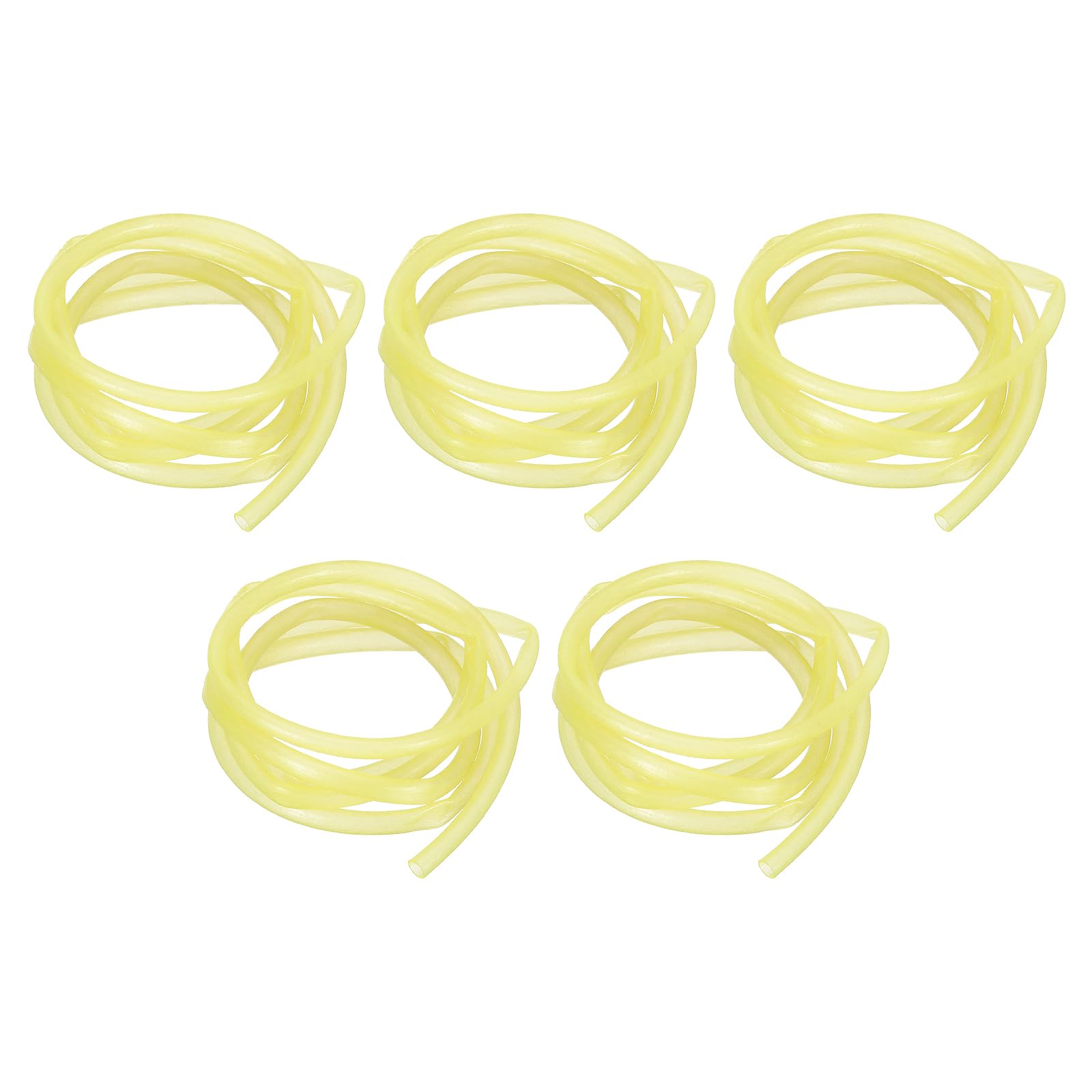 PATIKIL 4mm ID Glow Tube Deep Sea Fishing, 5Pcs 16.4 Ft/5M Soft Silicone Luminous Tube Angling Glow in the Dark Tubing Sleeve Fishing Tool for Fishing Rigs, Yellow
