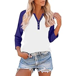 Henley Shirts for Women Y2K Contrast Color Block