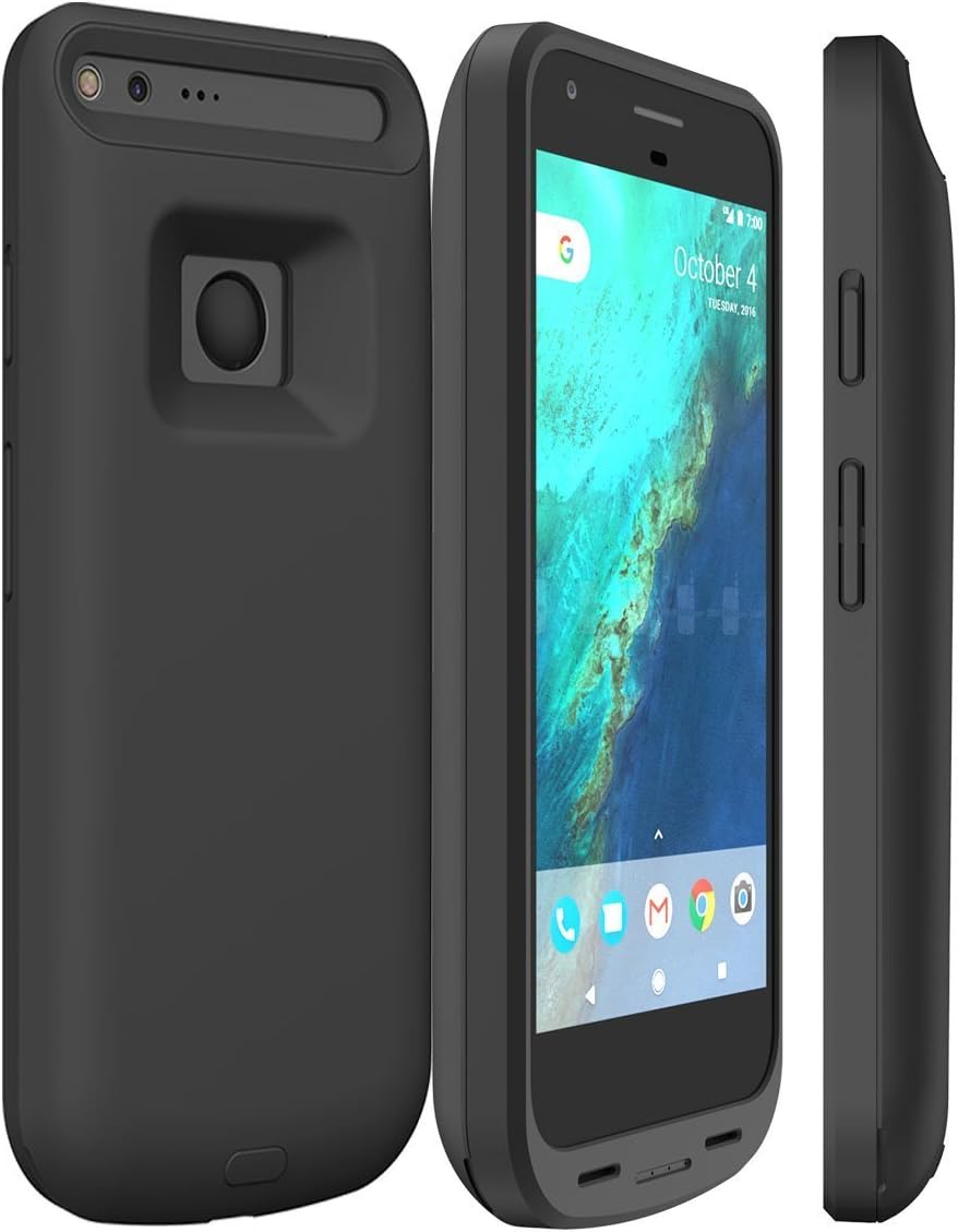 Google Pixel XL Battery Case, ALCLAP 5000mAh Rechargeable Battery Charger Case Portable Charging Case Power Backup Support Data Sync with Type C Cable Input Mode for ChargingGoogle Pixel XL (5.5 Inch)