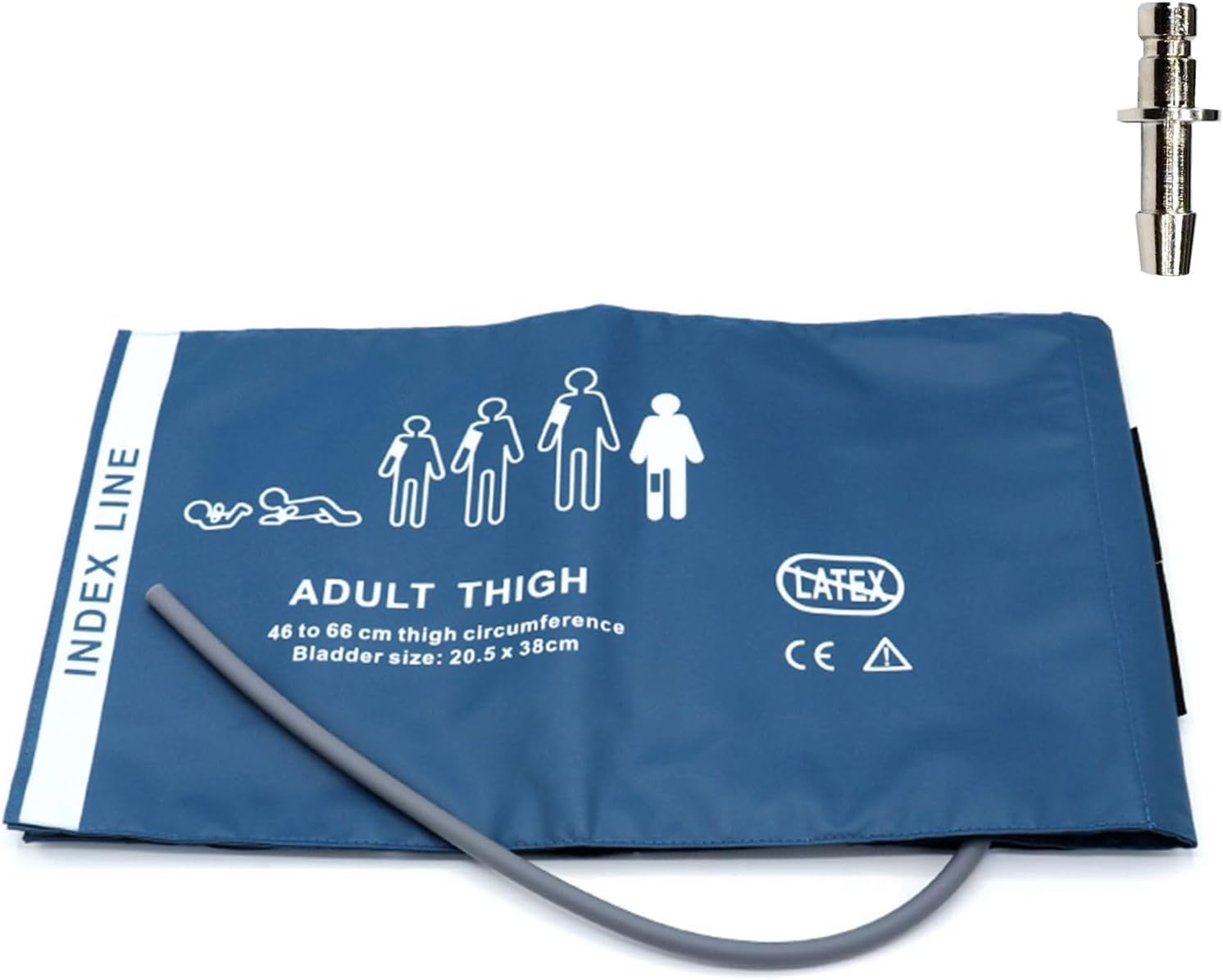 Universal NIBP Cuff with BP12 Connector for Thigh, 46-66 cm Reusable Single Tube PU Replacement BP Cuff with Inner Airbag for Blood Pressure Monitor Machine