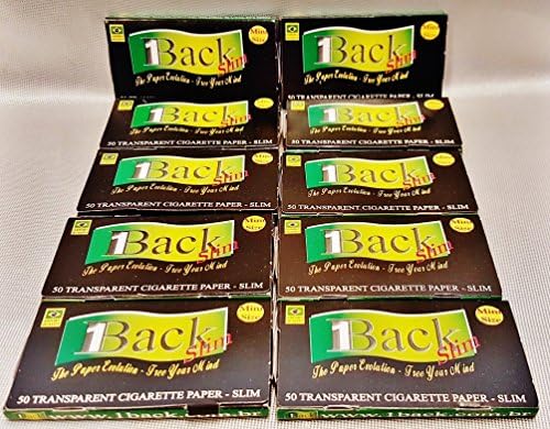 10 Packs 1Back Clear Transparent 1 1/4 Cigarette Rolling Papers 50 Leaves Per Pk