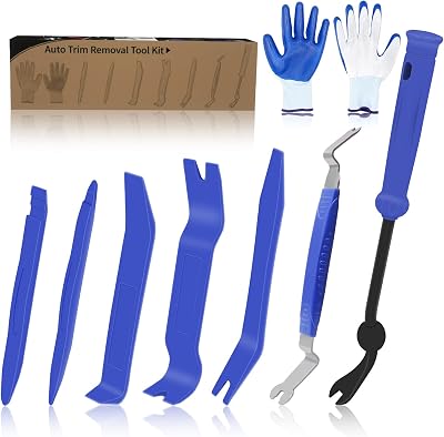 Wetado 9pc Auto Trim Removal Tools Kit Car Panel Fastener Remover Blue
