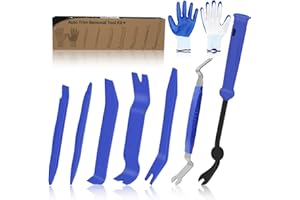 Wetado Trim Removal Tool Kit, Car Door Audio Panel Trim Removal Set Car Upholstery Repair Kit, Fastener Terminal Remover Tool Adhesive Cable Clips Pry Kit Auto Clip Pliers 9PCS (Blue)