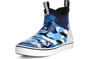 Kalkal Men's Deck Boots, Waterproof Fishing Rain Boots with High Traction, Men's Rubber Boots For Gardening Fishing Boating Camping Sailing