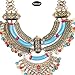Paxuan Womens Antique Silver/Gold Alloy Vintage Boho Bohemia Turquoise Necklace Ethnic Tribal Beaded Coin Choker Necklace Chunky Statement Necklace (Antique Gold)