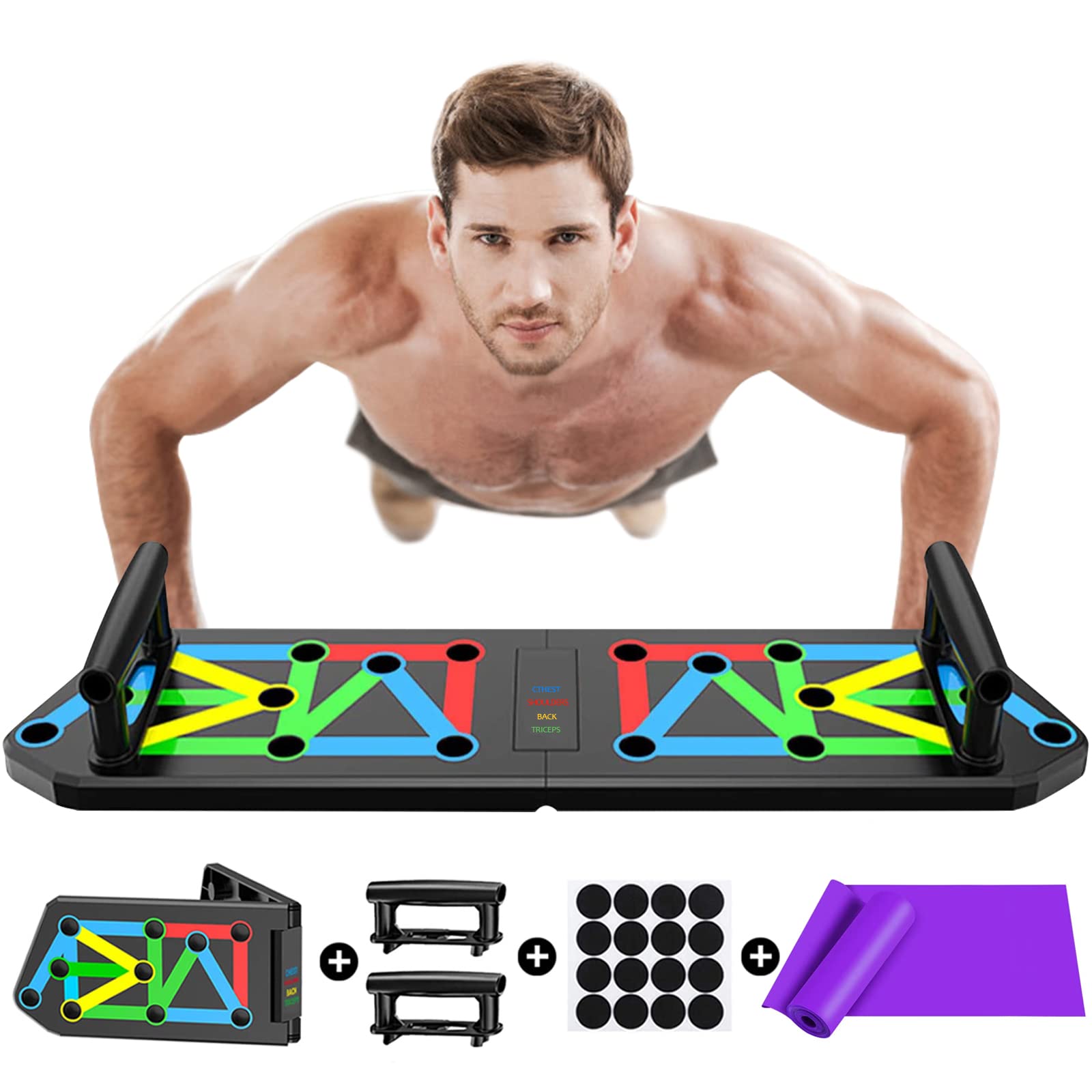 BOCTTCBO Push Up Board Folding Pushup Handles 13 in 1 Thicken Muscle Rack Stand Professional Chest Training System Home Gym Equipment for Men Women (Black)