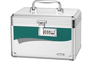 Glosen Medicine Lock Box with Combination Lock, Medication lock box【Small 10x6.7x6.7 Inch】 medicine safe lock box,medical box organizer