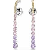 Swarovski Matrix drop earrings, Gradient of round cuts, Multicolored, Rhodium plated