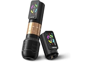 Ambition Seher Wireless Tattoo Machine with 6 Strokes Length 2.2mm-4.2mm Rotary Tattoo Gun Cartridge Pen with 2Pcs 2400mAh Touch Buttons LED Digital Display Coreless Motor for Tattoo Artist