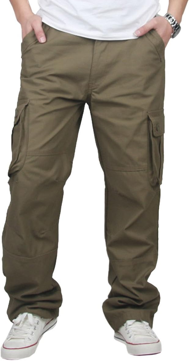 YOMAT Men's Cotton Loose Fit Cargo Workwear Pant Relaxed Fit Trousers