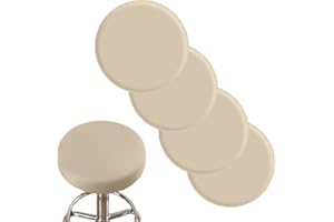 DEBRUYNE ANWUCHEN Stool Covers - 4 Soft Bar Stool Seat Covers, Elastic Slipcover for 13-18 Inch Wooden/Metal Round Chairs (Beige)