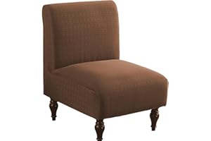 LavishCover Armless Accent Chairs Covers, Thick Armless Recliner Sofa Cover Stretchable, Removable Armless Chair Slipcover for Living Dining Room Hotel (Brown, 1pc)