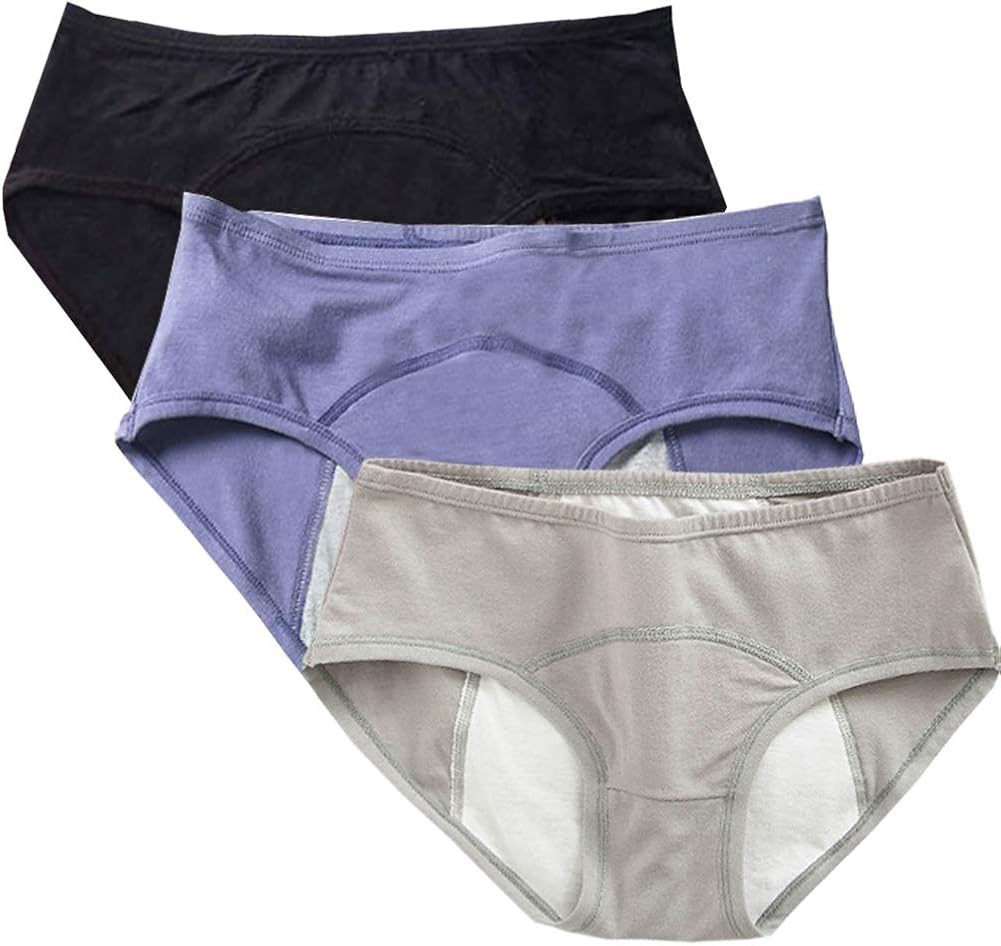 INNERSY Teen Girls Period Underwear - 3 Pack, 95% Cotton, Leakproof Menstrual Panties For Light Days & Backup