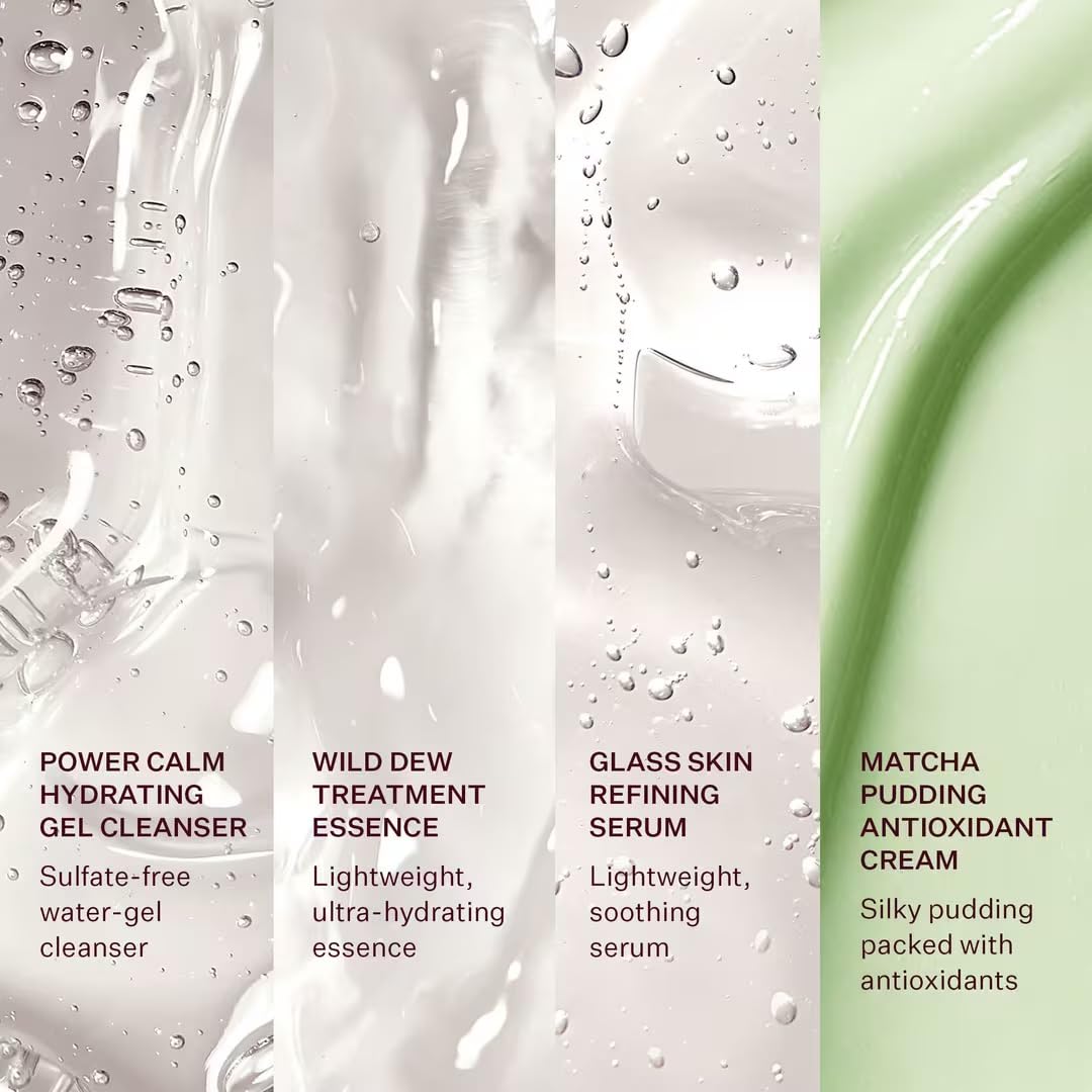 Peach & Lily - Glass Skin Discovery Kit (4 Products) - 1 Cleanser, 1 Essence, 1 Serum & 1 Cream - Skin Care Set - Acne Routine - Travel Essentials - Self Care - Vegan & Cruelty Free - Korean Beauty