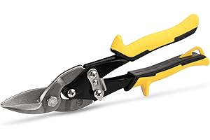 Flameweld Aviation Snips Left Cut - 10 Inch Tin Snips Cutter for Cutting Metal Sheet, Chrome Vanadium Steel with Forged Blade, Left Aviation Snips for Safety Latch, and Hanging Hole