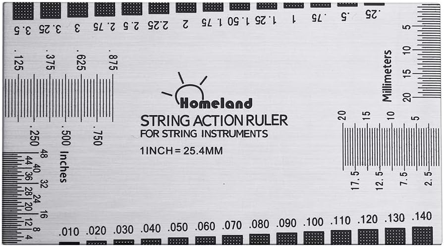 Alnicov Stainless Steel String Action Ruler for Guitar Setup Luthier Tool