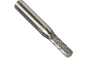 Drill America SA-14 Carbide Burr/Rotary File Cylindrical Double Cut for Die Grinder 3/16" Dia. x 5/8" Cut Length with 1/4" Shank and 2" Overall Length, DUL Series